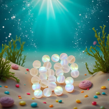 100Pcs 8mm Matte Crystal Glass Beads Mermaid Aurora Beads Moonstone Beads Bead Assortments for Jewelry Making Arts, Crafts