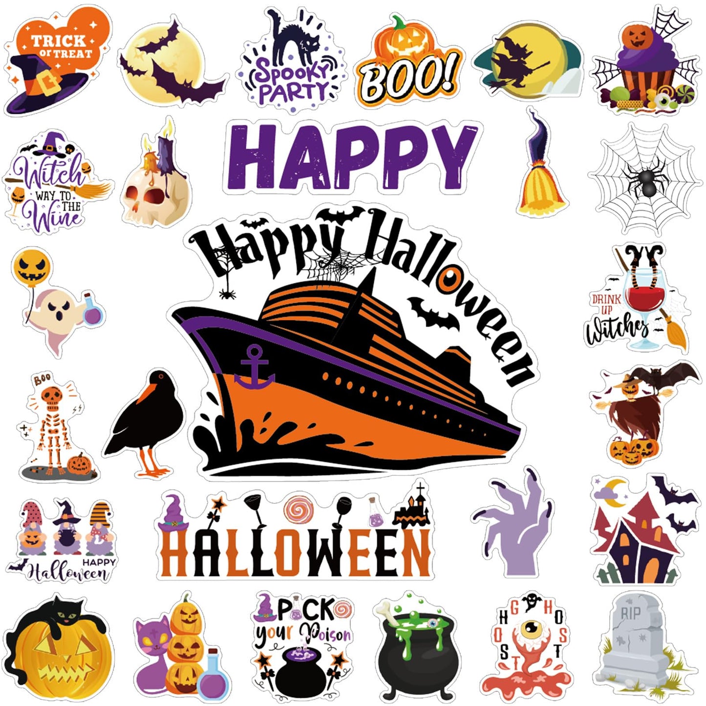 27 Pcs Halloween Cruise Door Magnets Decorations Funny Cruise Ship Door Magnets Magnetic Reusable Magnet for Graduation Cabin Ship Carnival Refrigerator Office Car Accessories