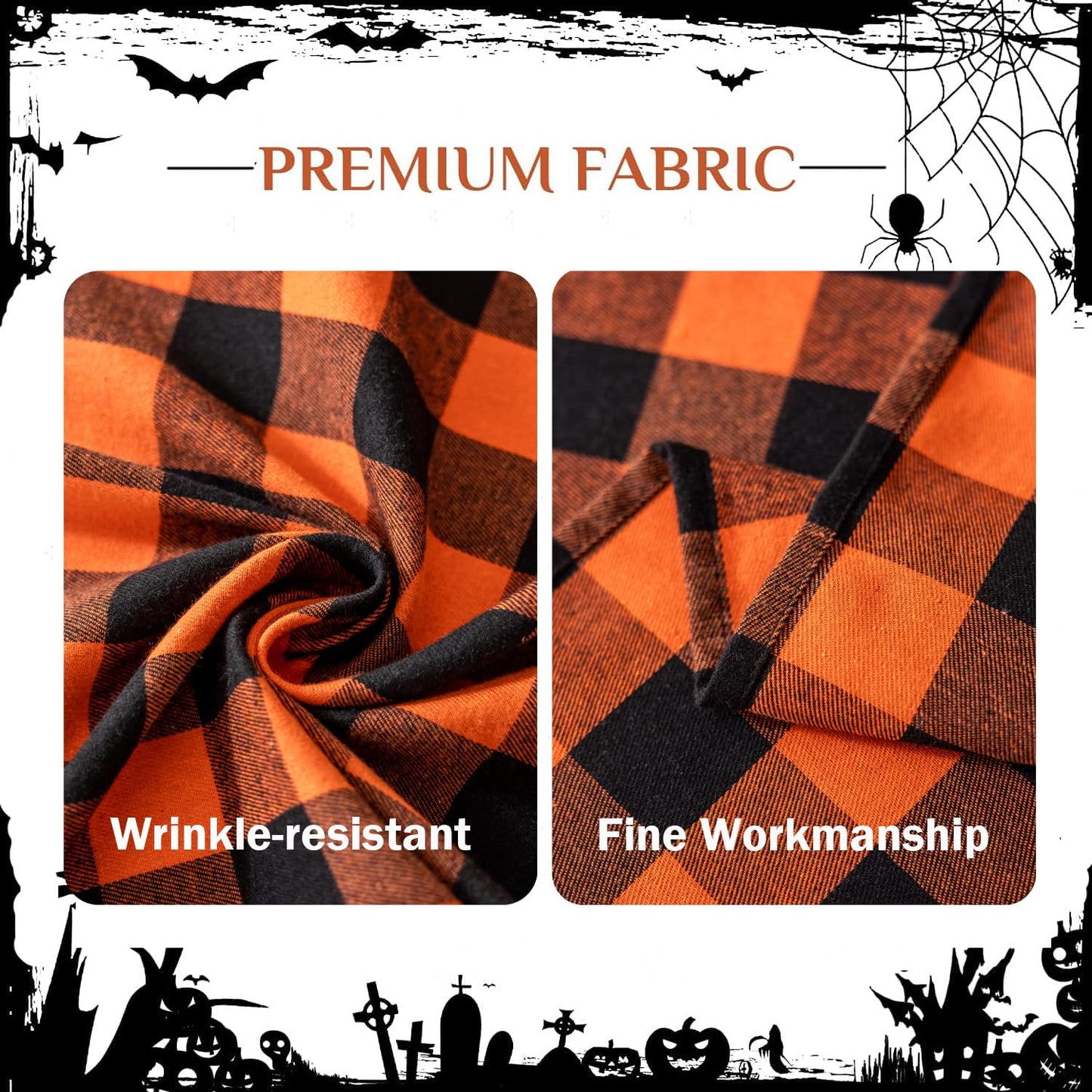 Joyfol Day 4-Pack Orange Buffalo Plaid Cloth Napkins - 17x17 Inch Halloween & Fall Checkered Dinner Napkins, Washable for Thanksgiving Table Decor (Set of 4)