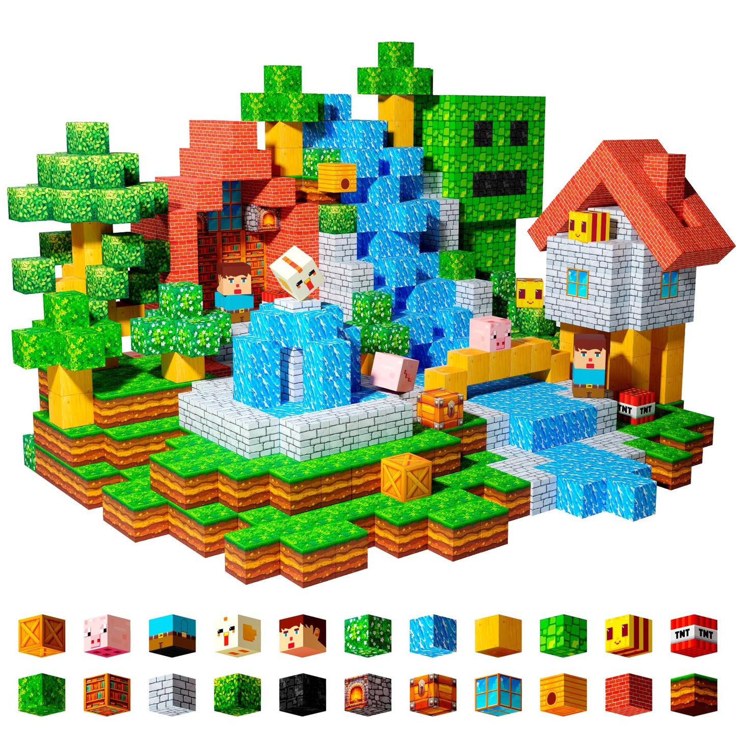 Lukoca Magnetic Building Blocks STEM Toy for Kids 3+ Toddler Educational Construction Gift for Boys & Girls (Green Forest -100pcs)