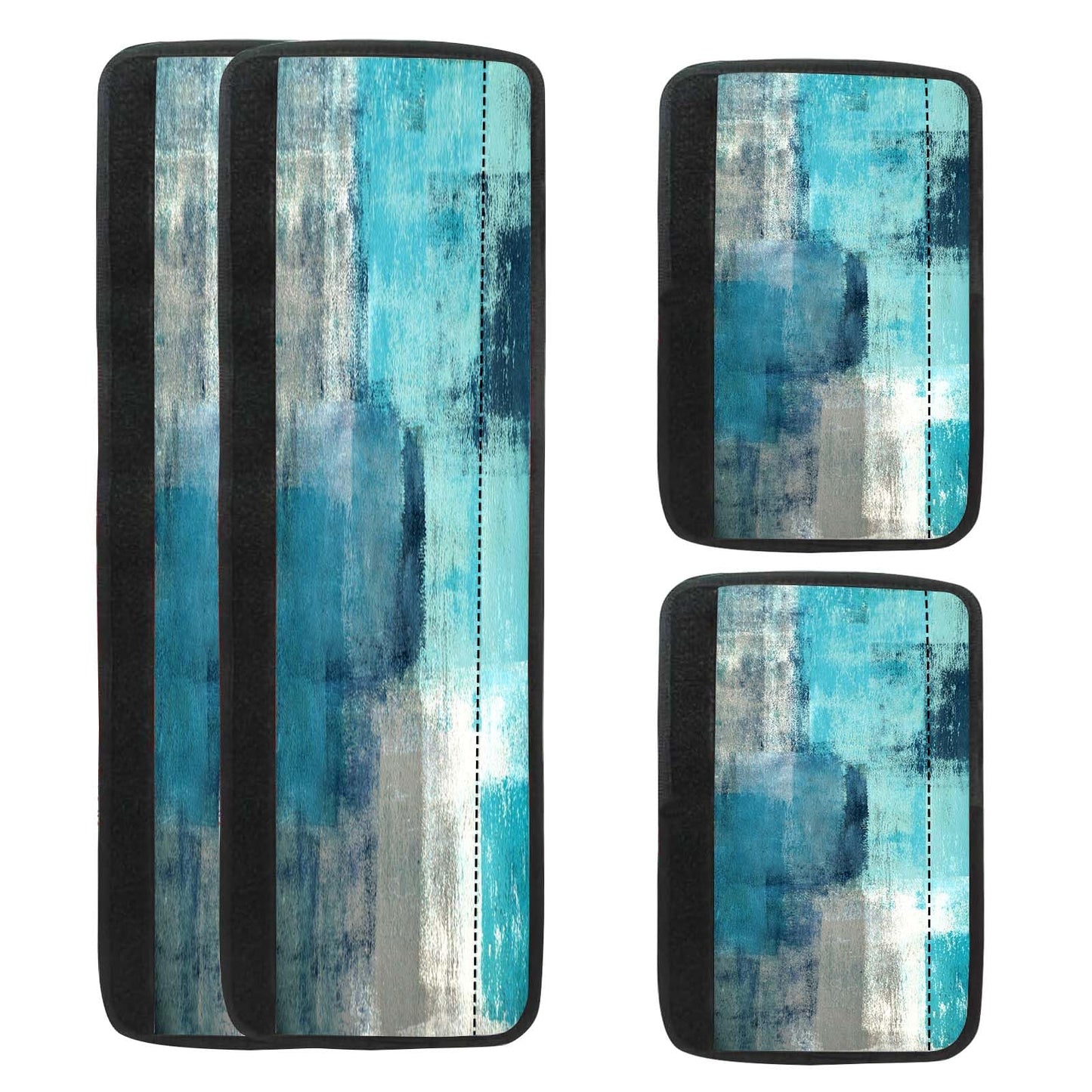 MCALK 4 Pc Turquoise Kitchen Handle Covers Set, Turquoise Refrigerator & Teal Microwave Handle Covers, Suitable for Ovens and Dishwashers, Washable, Durable, Anti-Slip, Abstract Art Decor