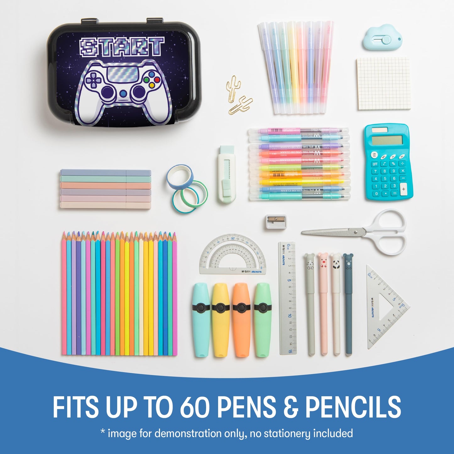 ZIPIT Recycled Plastic Pencil Box for Boys, Large Capacity Pencil Case for School, Durable Stationery Organizer Box,Dark Blue