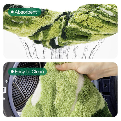 LUMI Cute Bathroom Rugs with Green Leaf Plant, Soft, Fluffy, Plush, Absorbent, Quick Dry, Non Slip, Machine Washable for Shower Floor, Bathroom, Bedroom,Kids Room, 23.5"x31.5", Monstera