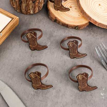 24PCS Western Party Decorations Cowboy Boot Napkin Rings Rustic Farmhouse Western Napkin Holder Metal Tissue Rings Buckles Cowboy Birthday Party Supplies