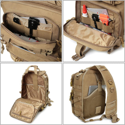 Lemubeane Tactical Sling Bag Backpack Military Rover Shoulder Sling Pack EDC Molle Range Bag Crossbody Chest Pack (Black)