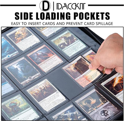D DACCKIT Card Binder 16 Pocket - Fits 1024 Cards，4X4 Ringless Card Album with Sleeves for Trading Cards & Sports Cards（Model A，Classic White）