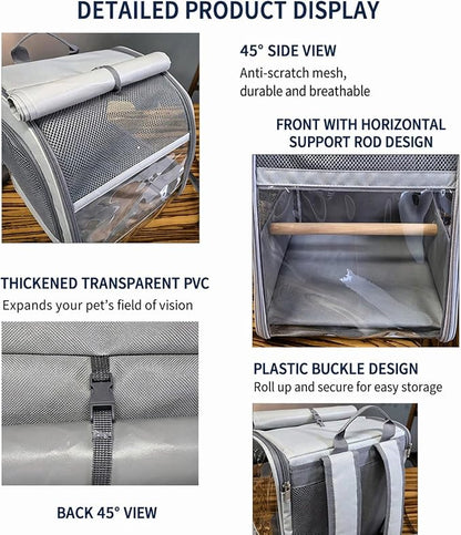 Bird Backpack Carrier,Bird Travel Cage with Standing Perch and Removable Tray,for Small Birds Parrot Parakeet,2,38 * 24 * 31cm
