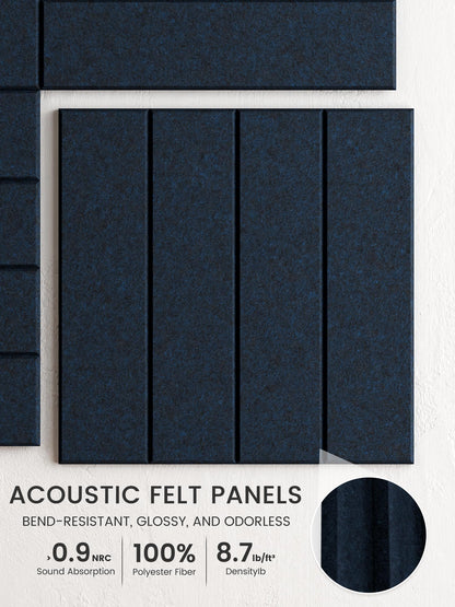 Bumusty Large Cork Board Alternative-48 x 36" Felt Bulletin Board Tiles, with 30 Pushpins, 70 Adhesive Tabs, Bold-Stripe 12-Pack, Cork Boards for Office Push Pin Board Felt Board-Carbon Blue