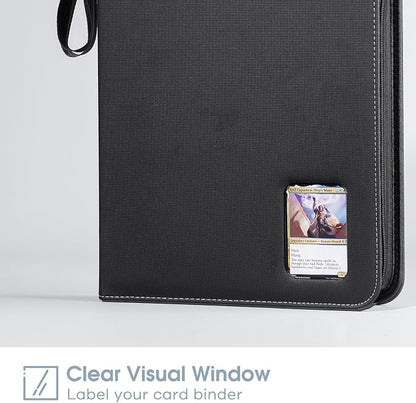 ProCase 900 Pockets Card Binder with Clear Window for Trading Cards, 9 Double Sided Pockets Cards Colletction Album Holder with Removable Sleeves for MTG, TCG, Sports Cards, Football Cards -Black