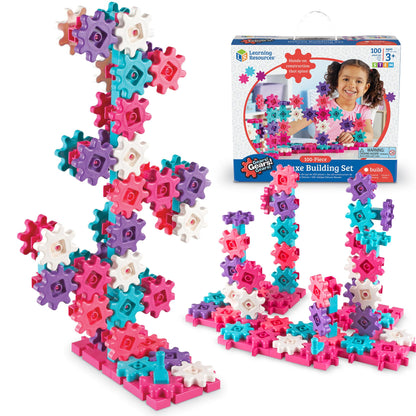 Learning Resources Gears! Gears! Gears! Deluxe Building Set Pink - Toddler Building Toys, STEM Activities, Fine Motor Skills, Critical Thinking, Birthday Gift Idea for Girls and Boys