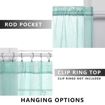 KOUFALL Aqua Curtains 63 Inch Length 2 Panels for Bedroom Matching Wall Bedding Semi Sheer Opaque Window Curtains for Bedroom,Seafaom/Retro Mint Green