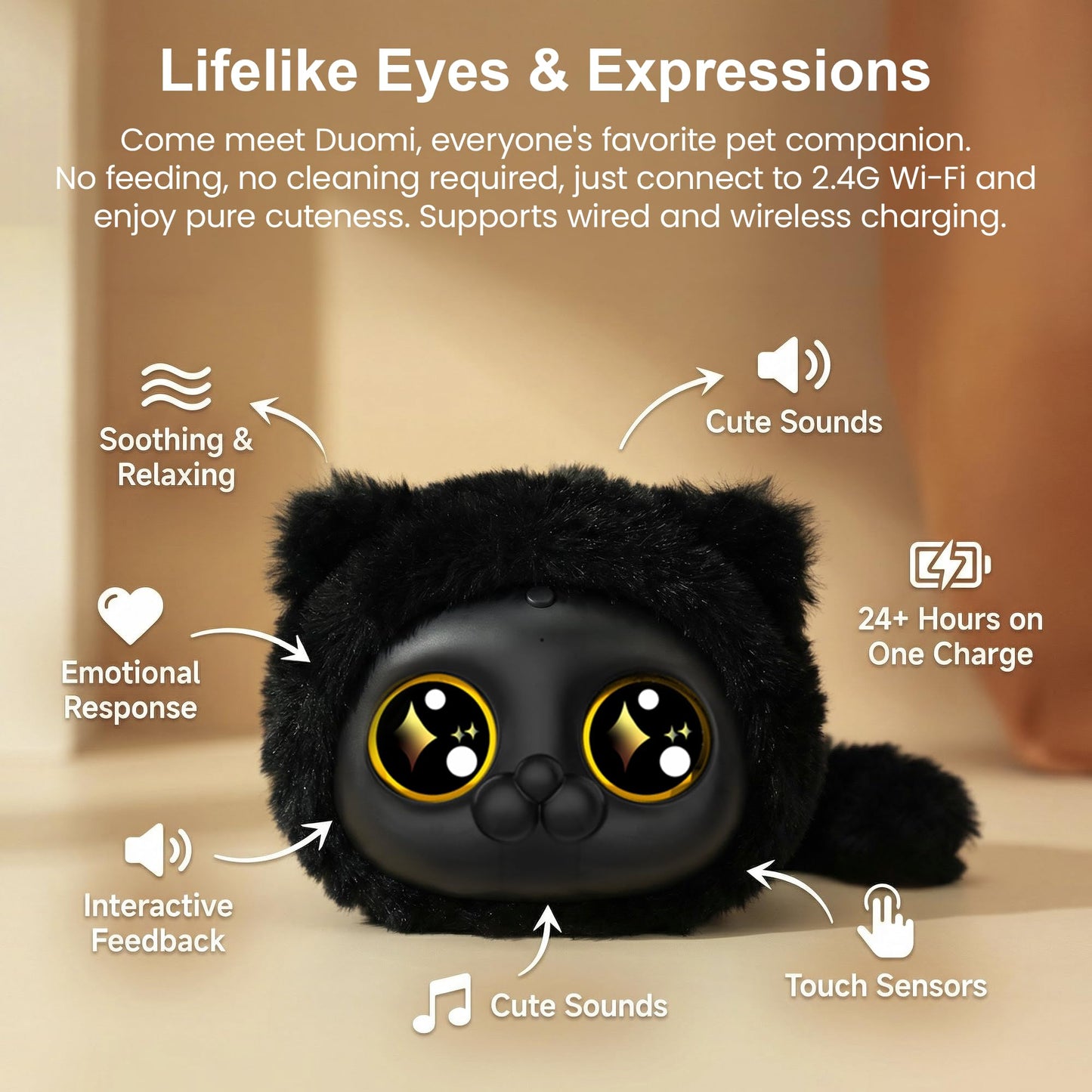 AI Interactive Plush Stuffed Animal Toy, Voice Responsive Learning Companion with Emotional Interaction, Soft Plush Talking Toy for 14+Teens and Family Companionship, Thoughtful Gift for Loved Ones