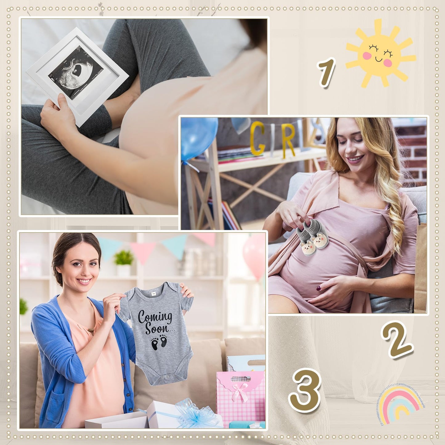 Canlierr 9 Pcs Pregnancy Announcement Set Pregnancy Reveal Ideas Felt Letter Board Baby Bodysuit Booties Photo Frame Bear Plush Wood Blocks for Coming Soon Baby Announcement(Gray)