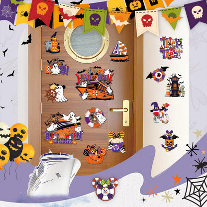 RiVolTa Halloween Cruise Door Magnetic - 16 Pcs Mouse Pumpkin Ship Cabin Decorations Magnets Stickers Funny Ghost Boo Anchor Stateroom Decals Accessories for Carnival Holiday Party Sign Garage Decor