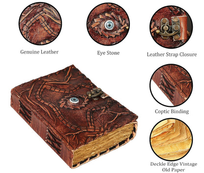 Hocus Pocus Book of Spells Hocus Pocus Spell book Prop Hocus Pocus Gifts Halloween Decorations Decor Leather Journal Writing Book Of shadow Best Hocus Pocus Gifts For Men And Women (8x6 Inch, Brown)