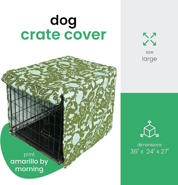 Molly Mutt Amarillo by Morning Dog Crate Cover, 100% Cotton Canvas Cover with 2 Roll-Up Panels, Ideal for Dog or Cat Crate, Durable, Washable, and Free of Harmful Chemicals, 36" x 24" x 27"