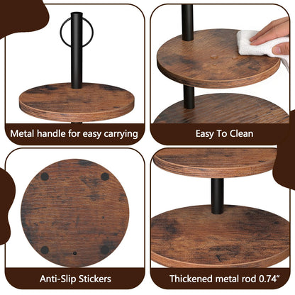 LZelriy Cupcake Stand, 2 Pack Rustic Wood Cake Stand, 3 Tier Cupcake Tower Round Tiered Tray Stand for Dessert Table Display, Industrial Wooden Serving Stand Wedding, Graduation and Baby Shower