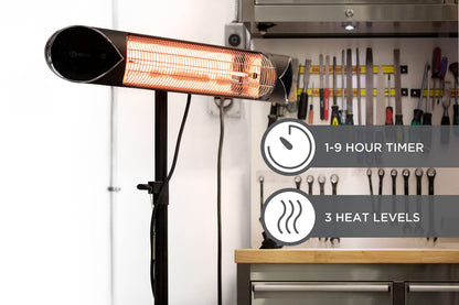 Briza Infrared Electric Patio Heater - Indoor/Outdoor Heater - Portable Wall/Garage Heater - 1500W - use with Stand - Mount to Ceiling/Wall)