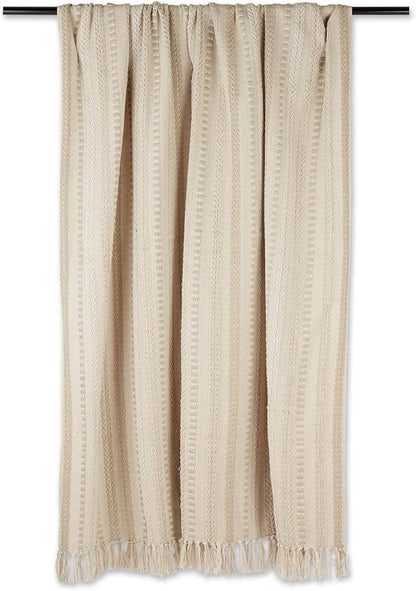 DII Braided Striped Decorative Throw Blanket, 50x60, Vintage Linen