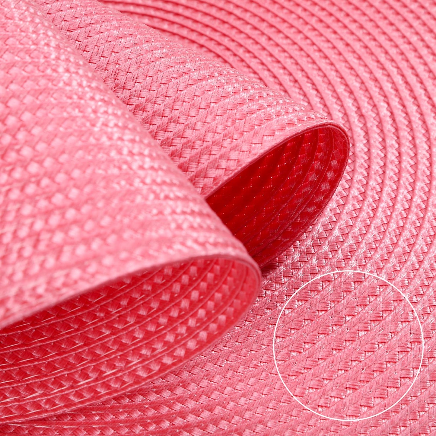 15 Inch Round Woven Placemats Set of 6, Natural Heat Resistant Washable Non-Slip Table Mats in Pink