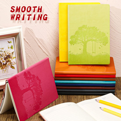 TaoBary A5 PU Leather Journals Bulk Colorful Tree Journal Notebook Soft Leather Cover Lined Ruled Writing Notebook for Back to School Office Group Team Volunteer(Bright Colors,24 Pcs)
