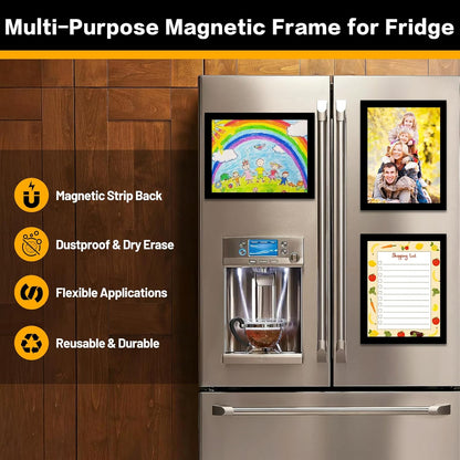 10-Pack Magnetic Sign Holders 8.5 x 11 - Magnetic Frames for Fridge & Metal Surfaces - Document & Paper Display Holders, Picture/Poster/Photo Frames for Home, Office, Classroom