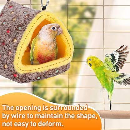 Medium Winter Warm Bird Nest for Cage - Comfortable Bird Bed with Support Board, Hanging Hammock Shed Hideaway Hut Gift for Cockatiel Monk Parrots Sun Conure