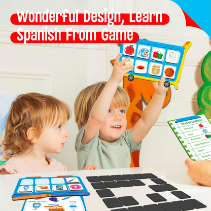 SpriteGru Magnetic Shopping List Game, Funny Spanish Groceries Matching Memory Game, Race to Collect Your Items Educational Toy for Boys & Girls at Home