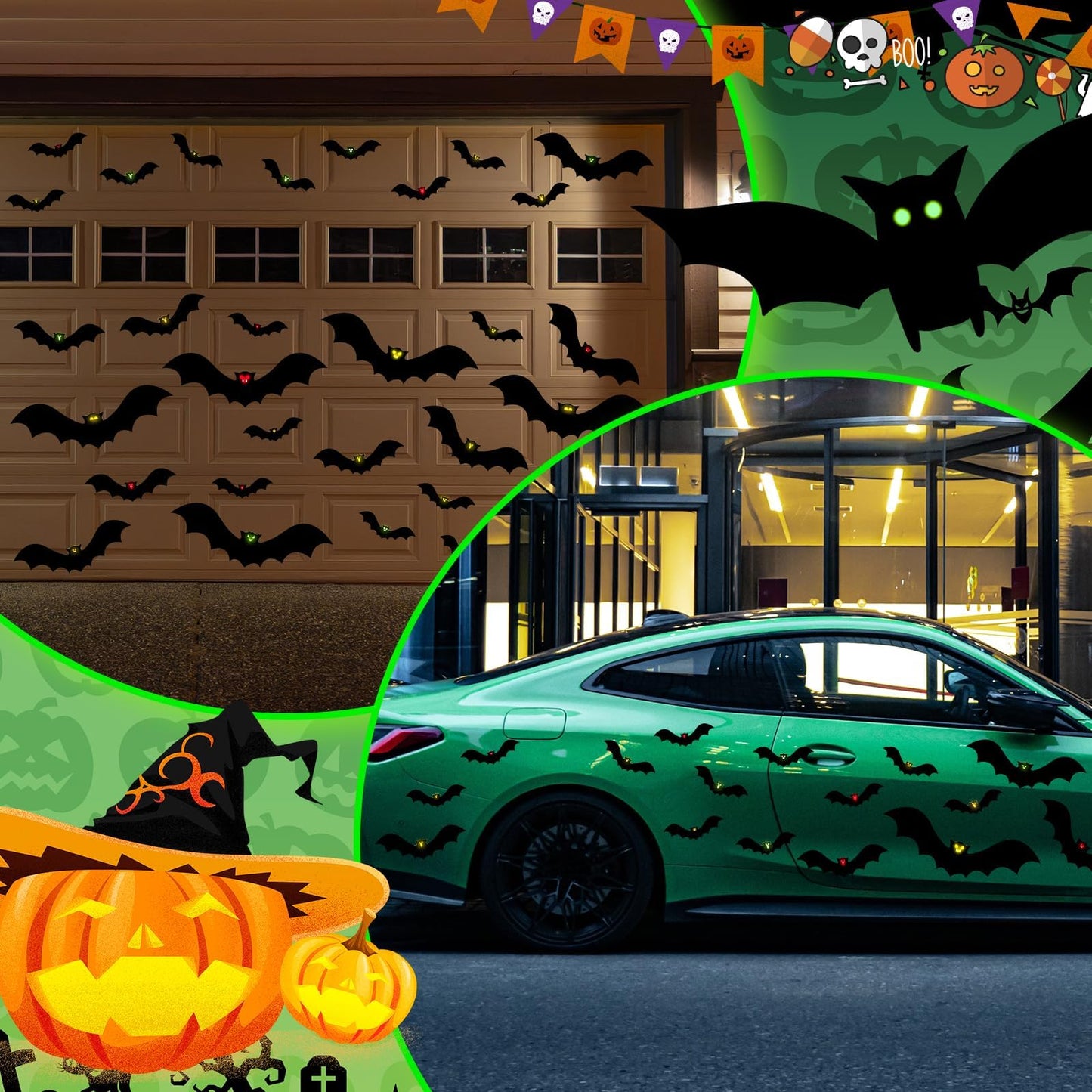28 Pcs Halloween Garage Door Decoration Glow in The Dark Scary Bat Magnets Garage Door Magnets Luminous Bat for Halloween Garage Door Car Refrigerator Party Supplies