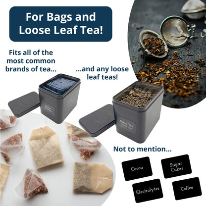 AllSpice Tea Organizer Rack with 9 Tins & 160 Magnetic Labels – Perfect for Bagged & Loose Leaf Tea Organization - Bamboo
