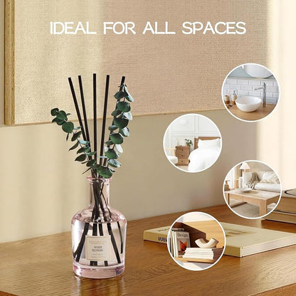 COCORRÍNA White Flower Reed Diffuser – 6.76 oz Essential Oil with 8 Reeds & Real Eucalyptus Sticks, Home Fragrance for Bedroom or Bathroom Décor