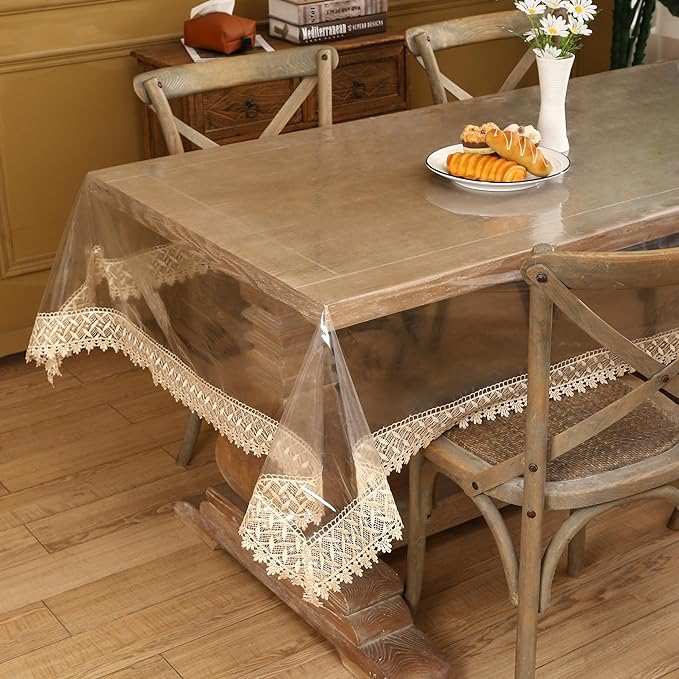 Walrus Clear Vinyl Tablecloth Protector Waterproof/Oil-Proof Plastic Square Transparent Sheet Table Cover (54X54 Inch)