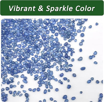 BXI 2.2 Lbs Small Aquarium Substrate Gravel Sand, Polished Smooth Fish Tank Gravel, Colorfast Uncoated Vibrant Blue Sea Glass, Decorative Stones for Vase Fillers, Fairy Garden, Potted Plants