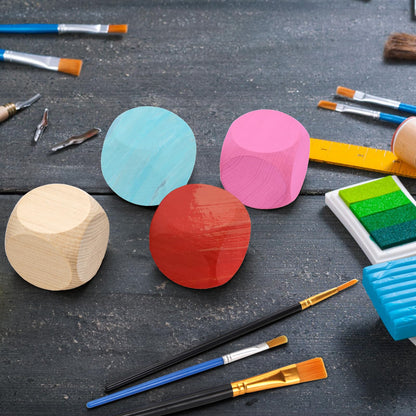 ZEAYEA 20 Pcs Blank Wooden Dice, 2 inch Unfinished Square Blocks, Blank 6 Sided Wood Cubes with Rounded Corners for Building Blocks, DIY Craft Projects, Party Supplies