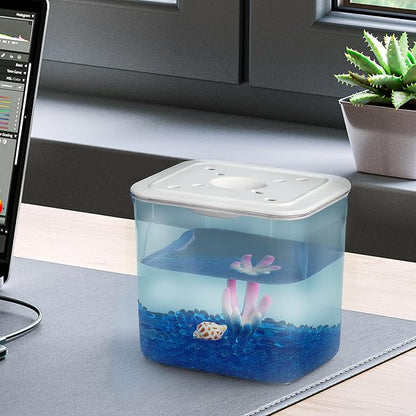Small Betta Fish Tank - Mini Fish Aquarium Tank for Temporary Space, 0.2 Gallon Stackable Plastic Fish Bowl for Short-Term Use, Desktop Cube Tank for Small Fish, Insect, Shrimp, Crab, Spider