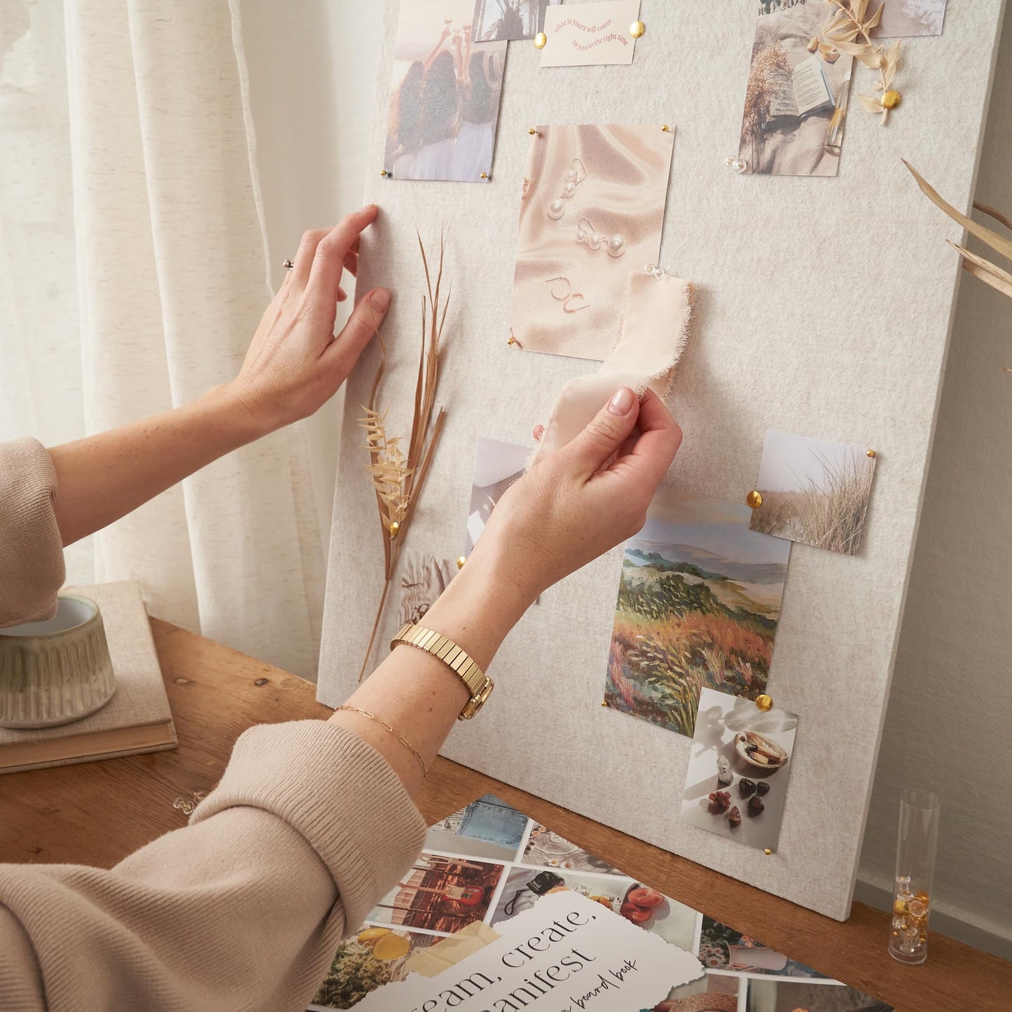 Inspirational Vision Board Kit – Complete Set with Vision Board Book & Felt Board, Motivational Pictures & Quotes to Map Your Goals & Dreams - The Perfect Supplies to Visualize Goal Setting & Success