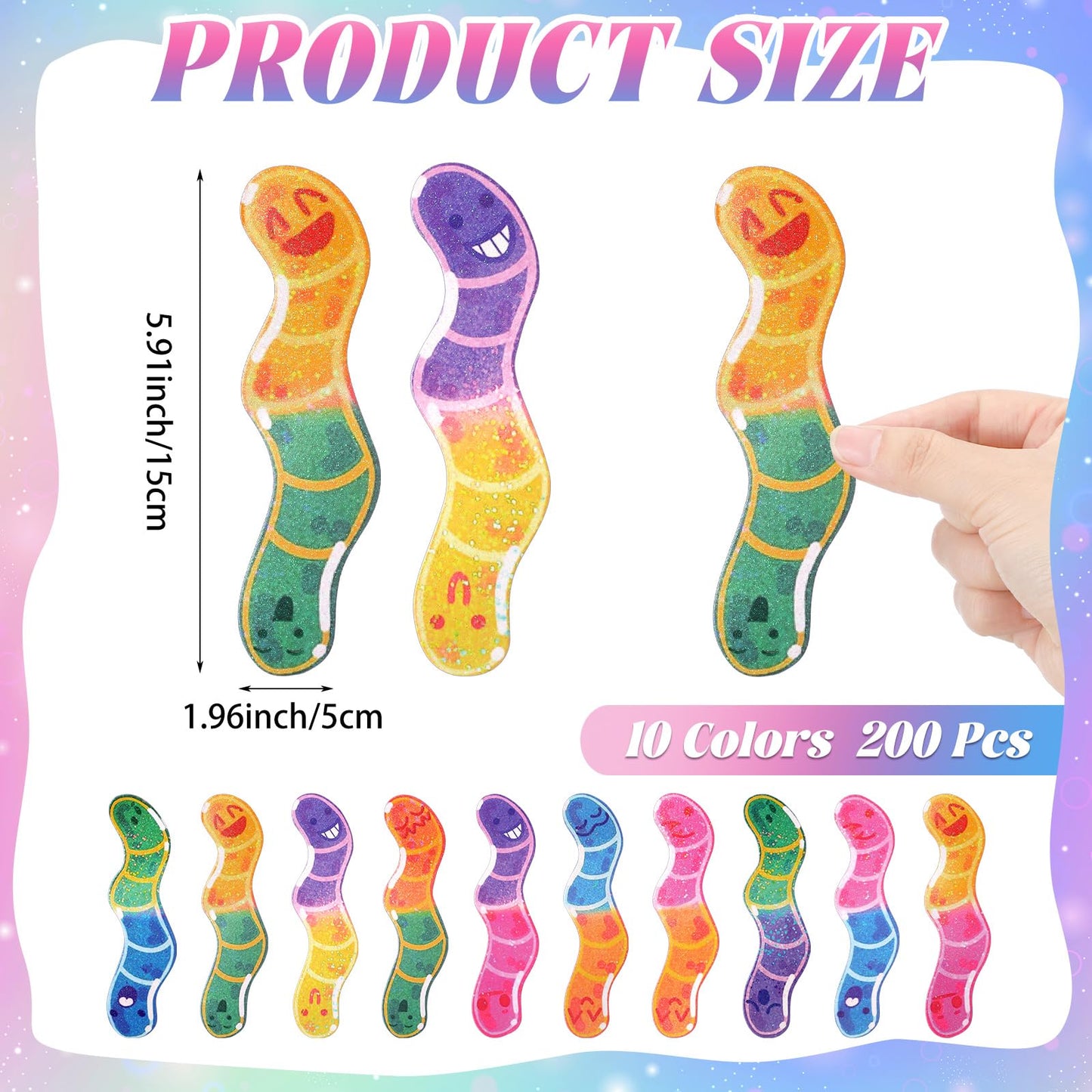 200 Pcs End of the Year Gifts for Students Worm Bookmarks Bulk for Kids Back to School Bookmarks for Students Teachers Classroom Rewards Reading Party Favors for Book Lovers Bookish (Classic)
