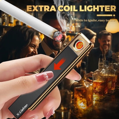 X-LIGHTER Cigarette Case with Lighter for 84MM King Size, Smell Proof, Ultra Slim, Leather Cigarette Holder Case for Men, Business