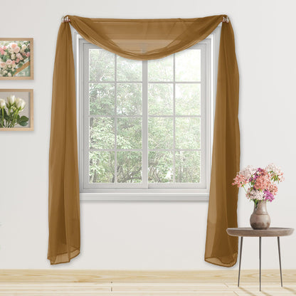 Elegant Comfort Luxury 55" Width x 216" Length 1 Panel Solid Curtain Sheer Voile Scarf for Ceremony Backdrop, Wedding Arch, Kids Bedroom, Decorative Swag, 1 Piece, Tan