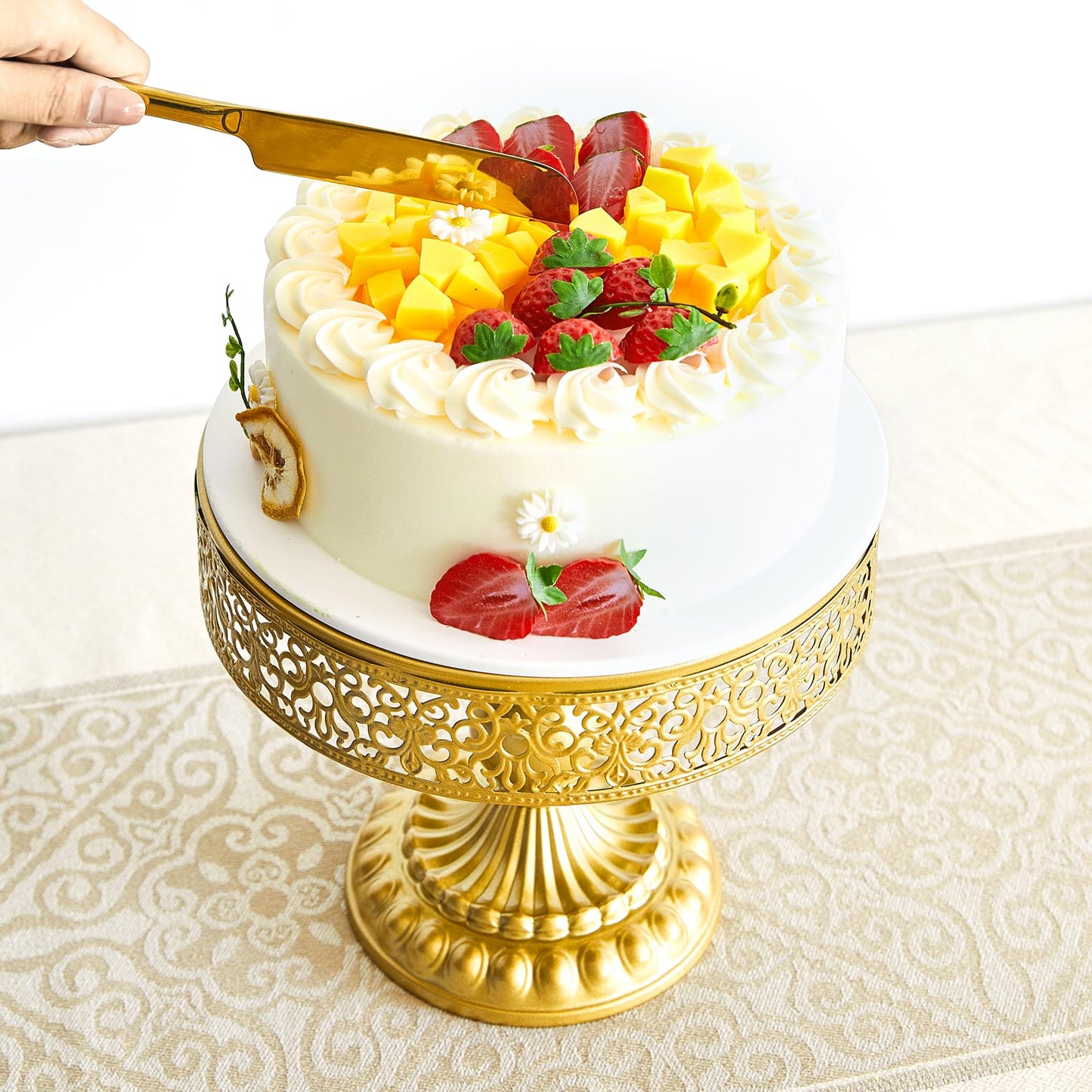 11 Pcs Gold Cake Stand Set for Wedding, Dessert Table Display Set for Birthday, Metal Square Serving Trays for Candy, Cupcake Pop Stand Holder Tower with Round Base for Celebration, The Platters for Party