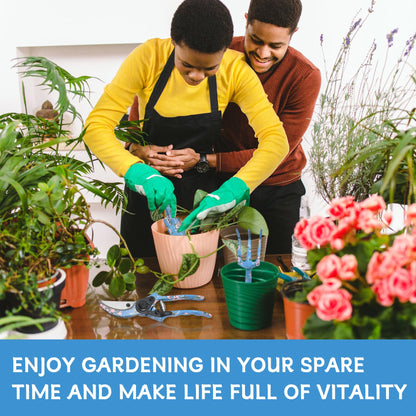 Evertools Garden Tool Set, 3 Piece Floral Gardening Tools for Women, Aluminum Gardening Hand Tools with Trowel, Hand Rake & Pruning Shears, Ergonomic Garden Tools for Indoor Outdoor Gardening