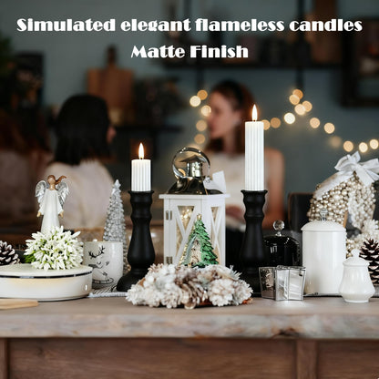 Aroparc Flickering Flameless Battery Operated LED Candles,Realistic All-Metal Candle Lights No-Melted, Room Decor, Home Decor - Matte 2pcs Tall