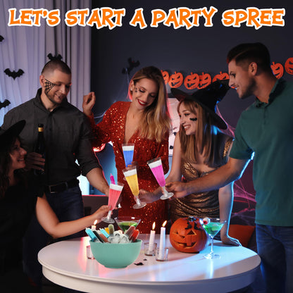 yeload Fun Halloween Champagne Flutes with Syringes – 12 Pack 5 oz Clear Disposable Wine Glasses – Spooky Party Cups for Adult Halloween Events & Easy Cleanup