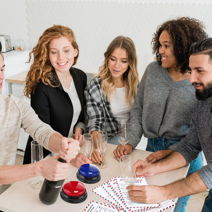 Humyoun 4th of July Friendly Feud Game with 2 Answer Buzzers, Independence Day Feud Cards for Family Game Night Fun Trivia Quiz for Party Office Class Groups Team Building (Red White Blue, Patriotic)