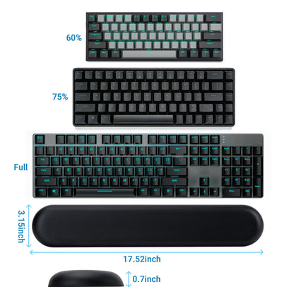 ASFSKY Keyboard Wrist Rest for Full-Size Mechanical Keyboards, 17-Inch Ergonomic Memory Foam Wrist Support with PU Leather Surface, Easy to Clean for Office, Gaming & Coding (Classic Black)