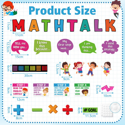 Pajean 85 Pcs Math Talk Bulletin Board Set Math Posters Classroom Decorations Educational Mathematics Paper Cutout for Elementary Middle High School Wall Chalkboard Decor Teacher Supplies(Talk)