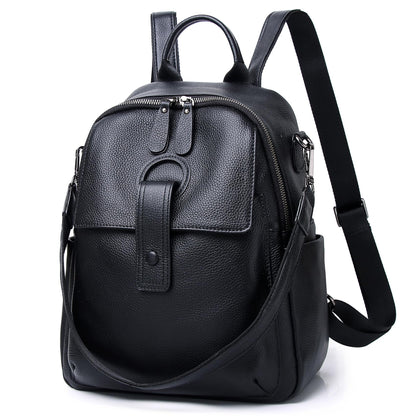 Wesccimo Genuine Leather Backpack Purse For Women Black Real Soft Leather Travel Convertible Ladies Shoulder Bag