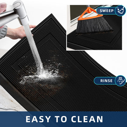 BEHERO Front Door Mat Outside Entrance, 36" x 17" Heavy Duty Rubber Outdoor Mats Enlarged for Entryway, Welcome Matt Outdoor, Dirt Trapping Waterproof
