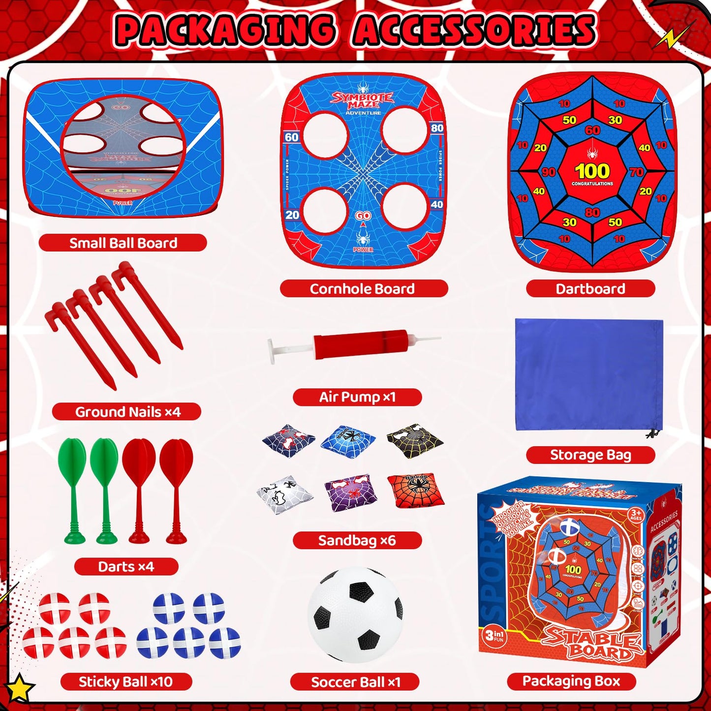 Spider Bean Bag Toss Game for Kids Age 4-8, Cornhole Board Outdoor Toys for Toddlers Party Carnival Outside Games Toy Christmas Birthday Gifts for Kid Boys Girls 3 4 5 6 7 8 9 Year Old