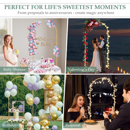 WellSign 7.2FT Arch Backdrop Stand for Parties, Metal Balloon Arch kit Stand, Gold Wedding Arch Stand Frame for Gender Reveal Ceremony Birthday Anniversary Bridal Graduation Party Event Decoration